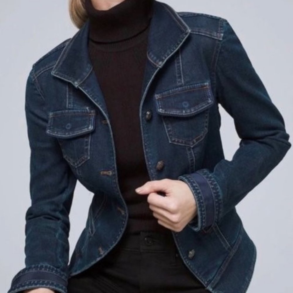 NEW WHBM White House Black Market Denim Band Jacket